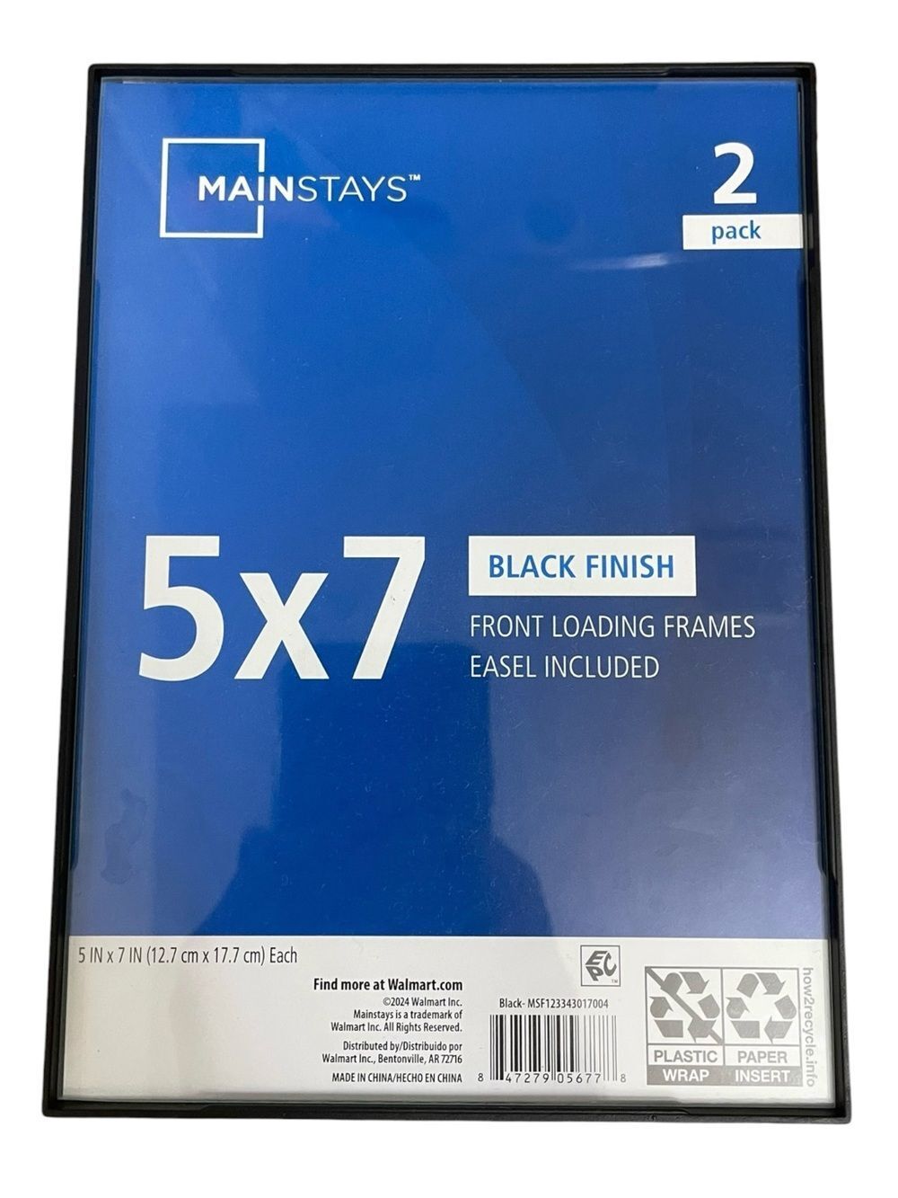 Mainstays 5x7 Picture Frame Black Front Loading w/ Easel